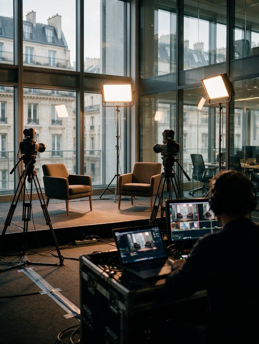 Installation d'un plateau de captation dans les locaux d'une entreprise